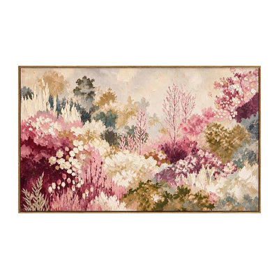 Blush Woodland Meadow Wall Art — full artwork in a natural wood frame
