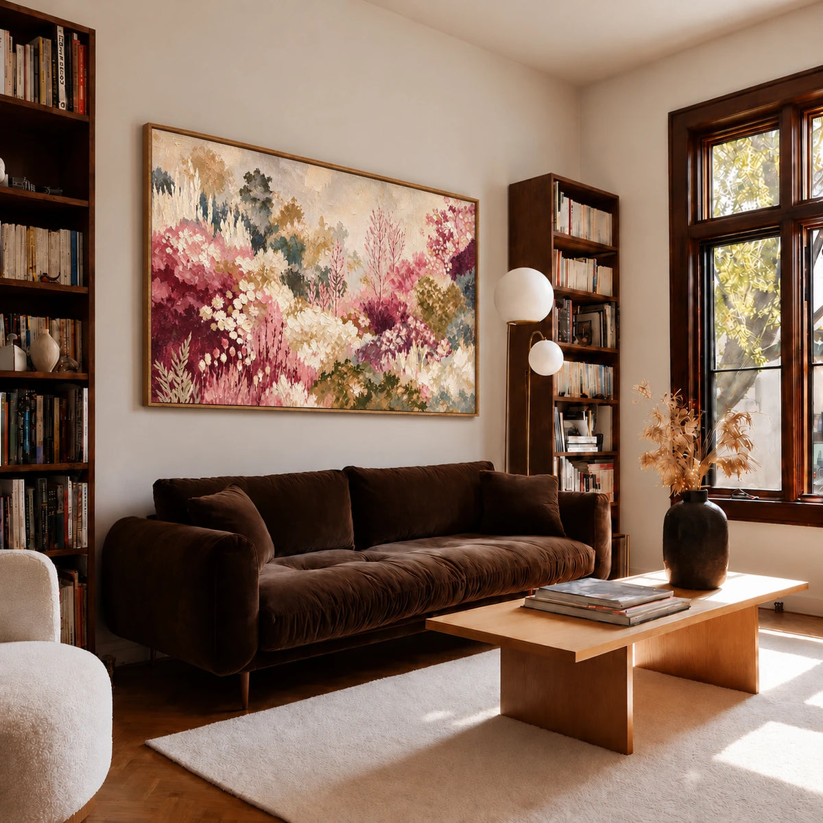 Blush Woodland Meadow Wall Art — interior room setting 3