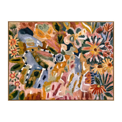 Wildflower Colour Dance Wall Art — full artwork in a natural wood frame