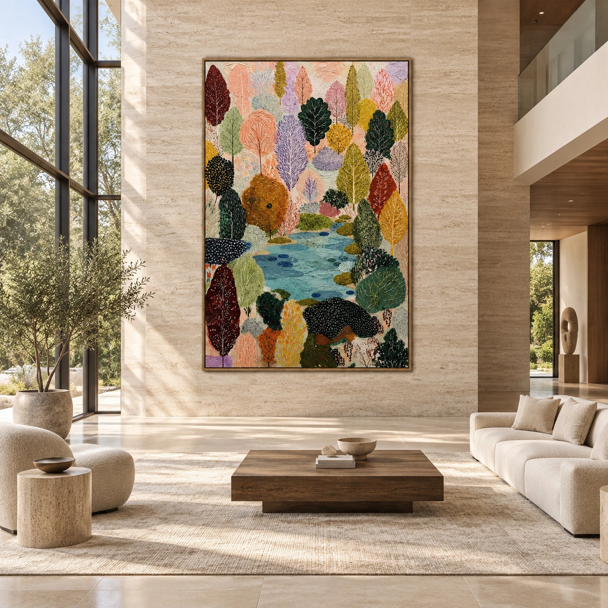 Woodland Stream Tapestry Wall Art — interior room setting 1