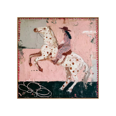 Rose Rodeo Wall Art — full artwork in a natural wood frame