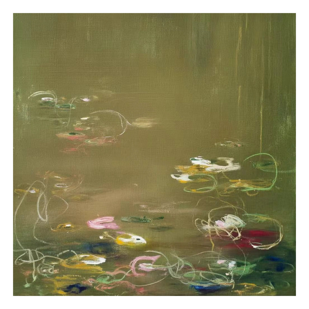 Olive Lily Reflections Wall Art — complete artwork