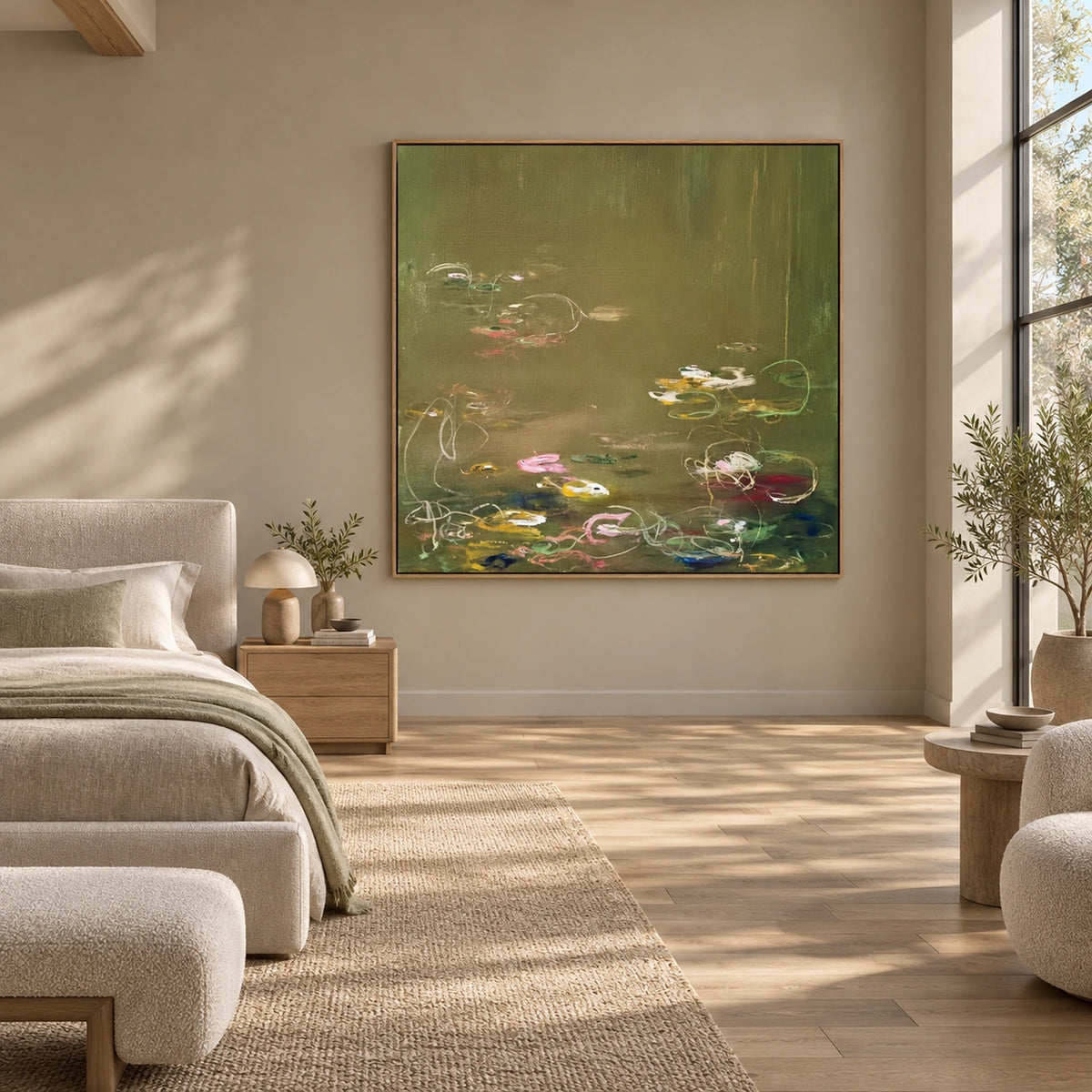 Olive Lily Reflections Wall Art — interior room setting 1