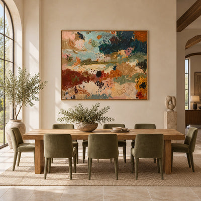 Terracotta Garden Reverie Wall Art — interior room setting 1