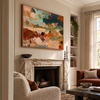 Terracotta Garden Reverie Wall Art — interior room setting 2