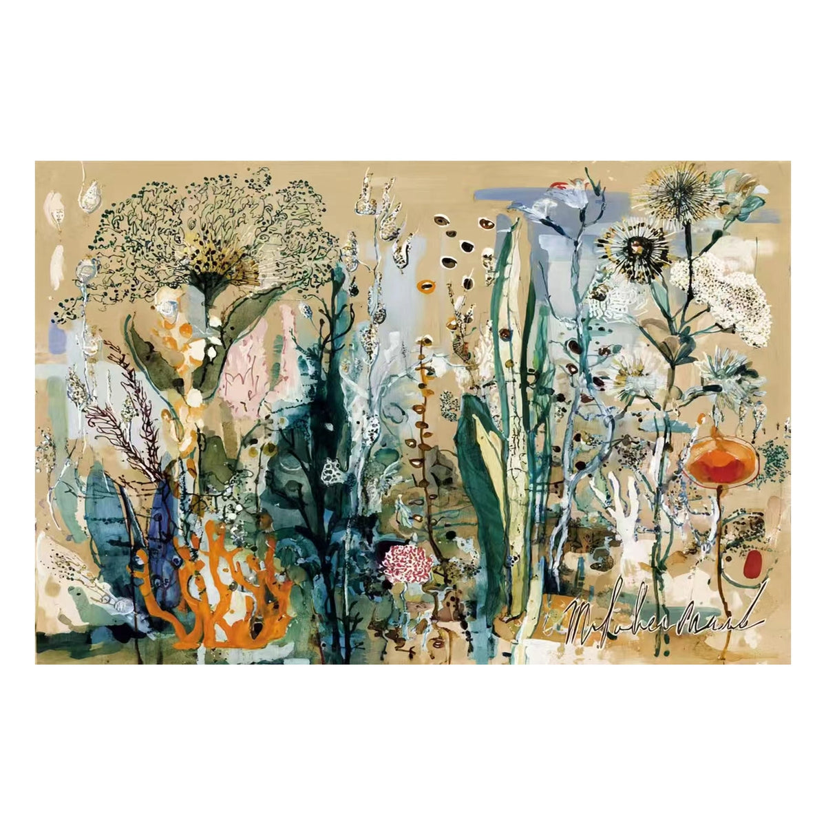 Meadow Stems in Ochre Wall Art — complete artwork