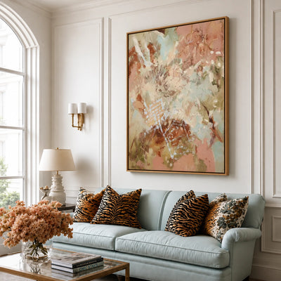 Peach Mist Botanicals Wall Art — interior room setting 1