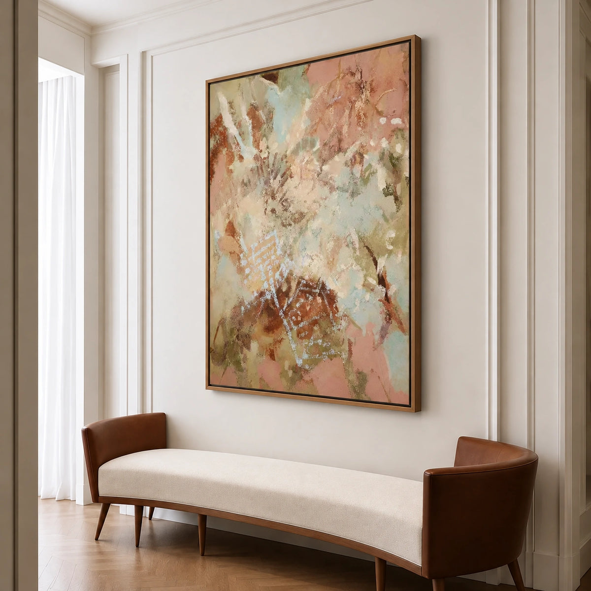 Peach Mist Botanicals Wall Art — interior room setting 3