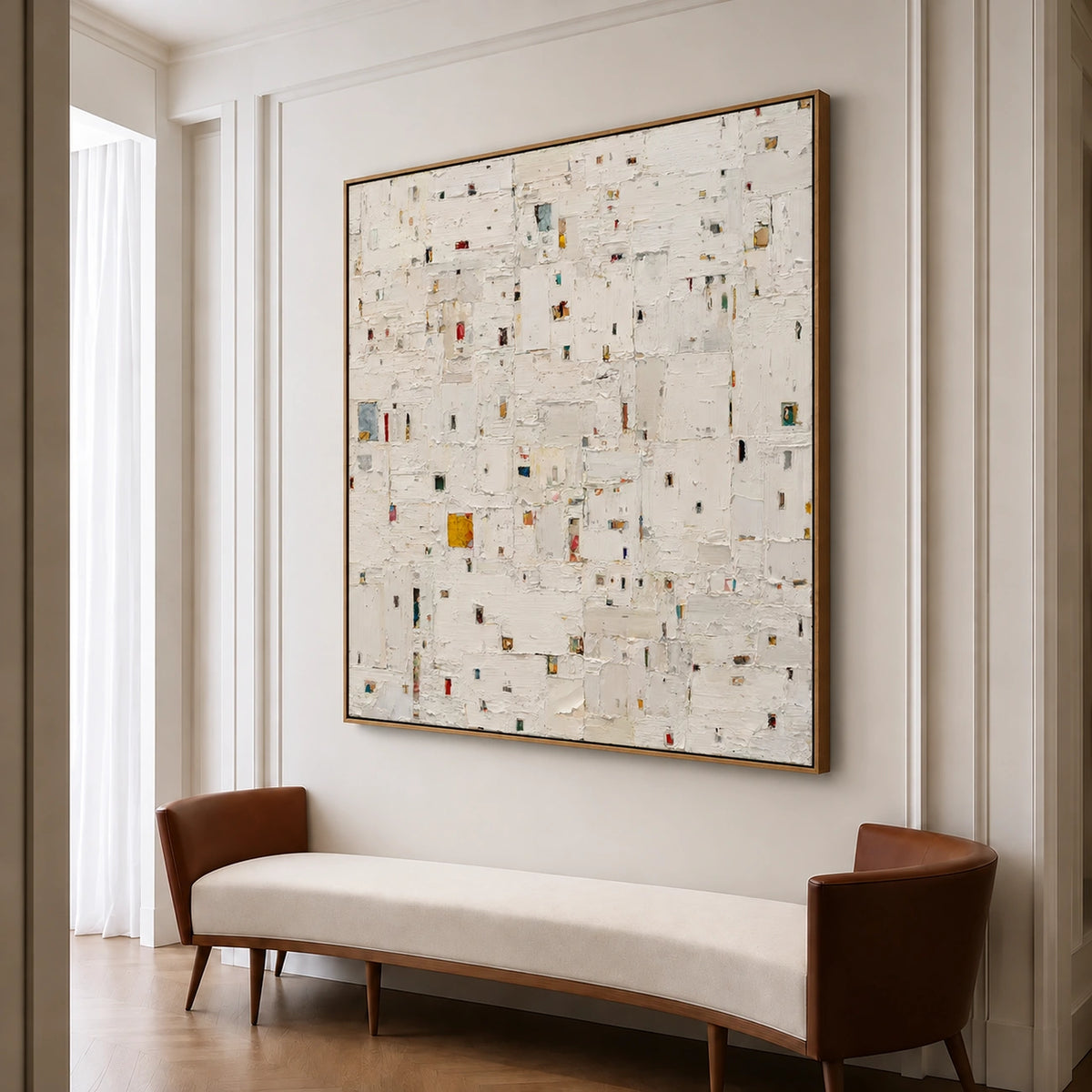 Quiet Mosaic Marks Wall Art — interior room setting 2