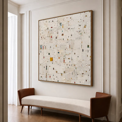 Quiet Mosaic Marks Wall Art — interior room setting 2