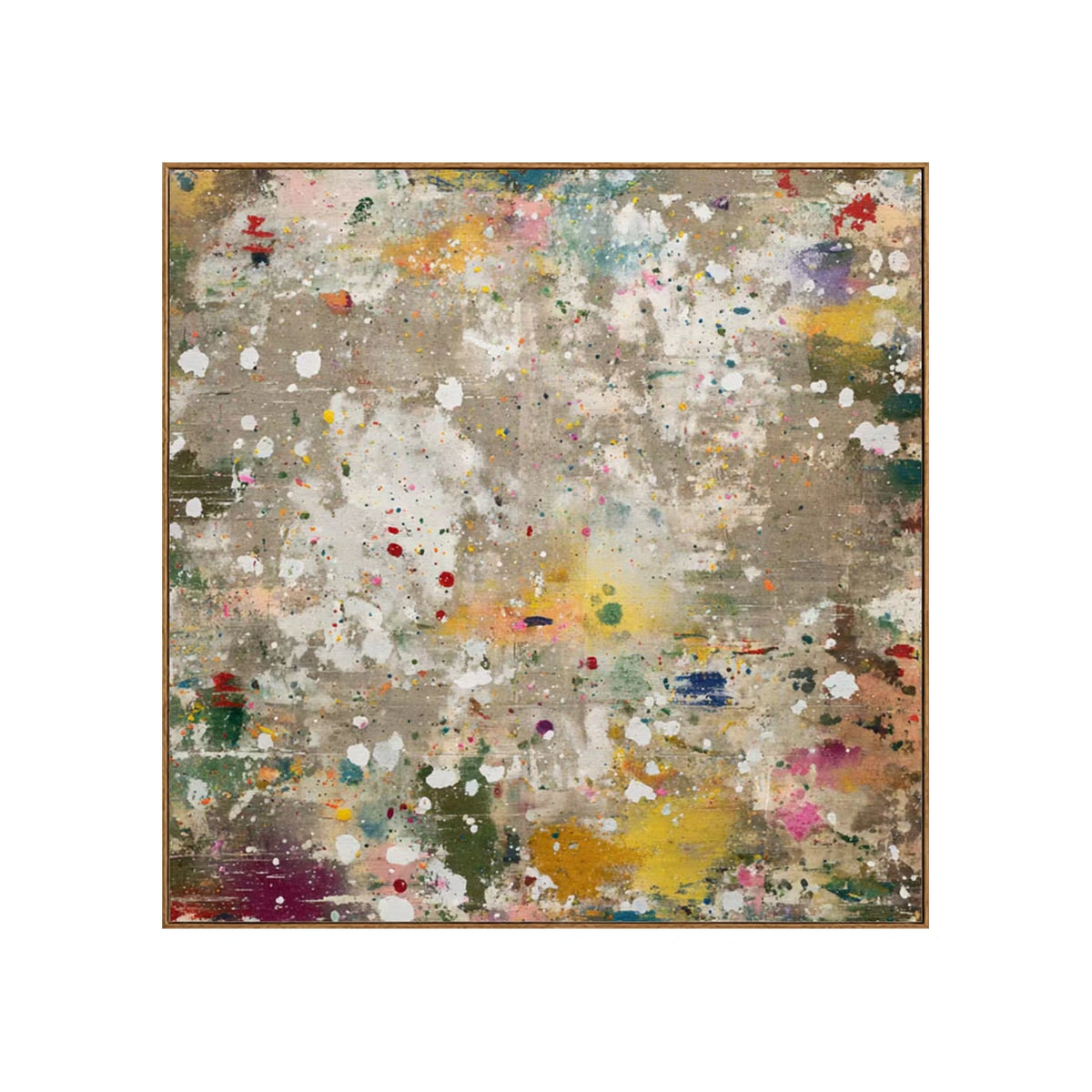 Confetti Weather Wall Art — full artwork in a natural wood frame
