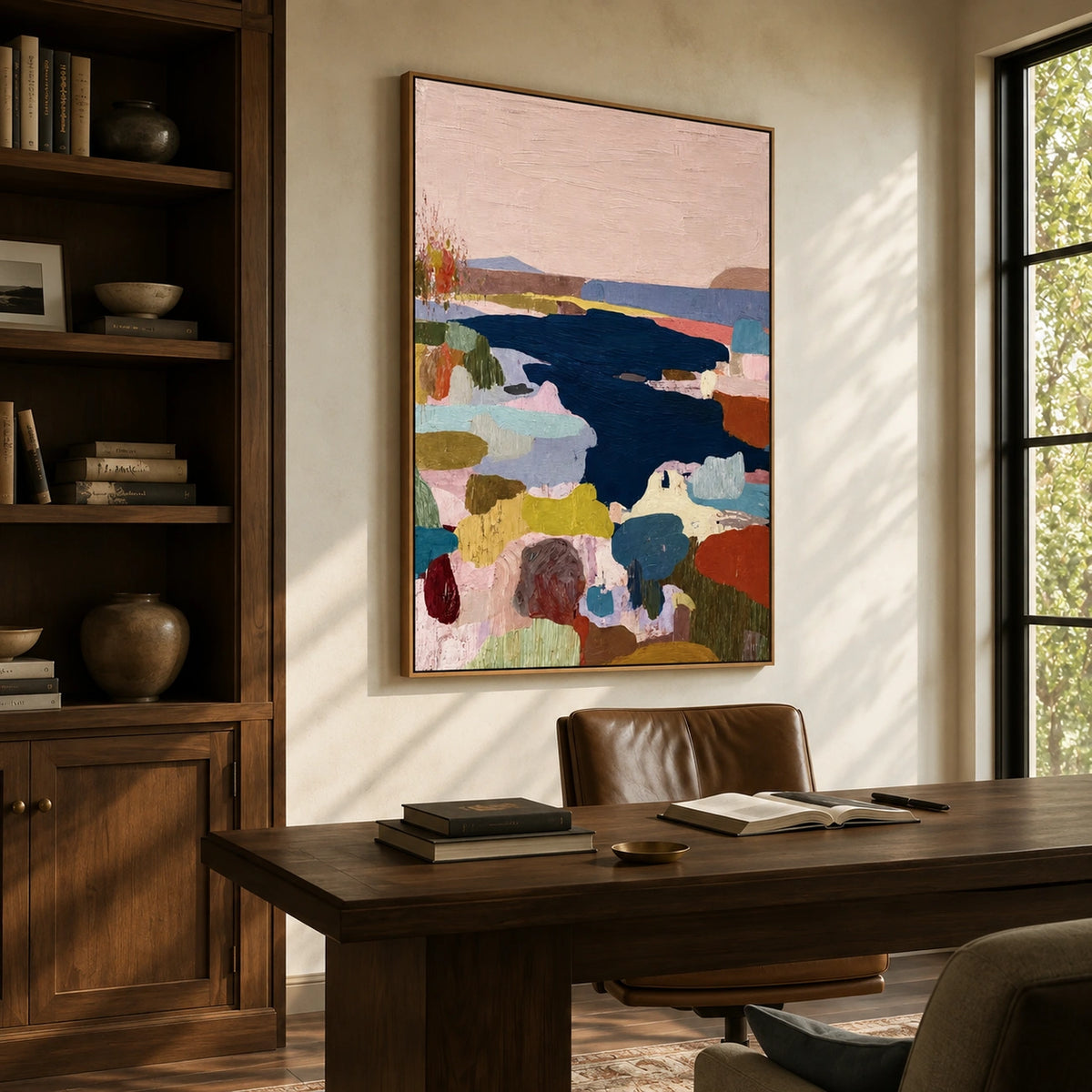 Indigo Estuary Wall Art — interior room setting 1