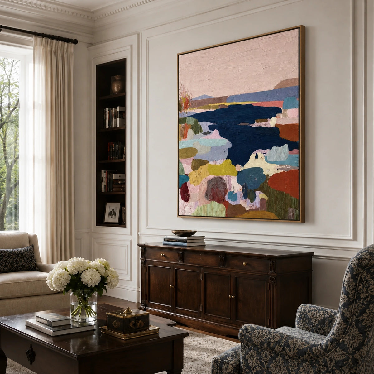 Indigo Estuary Wall Art — interior room setting 3