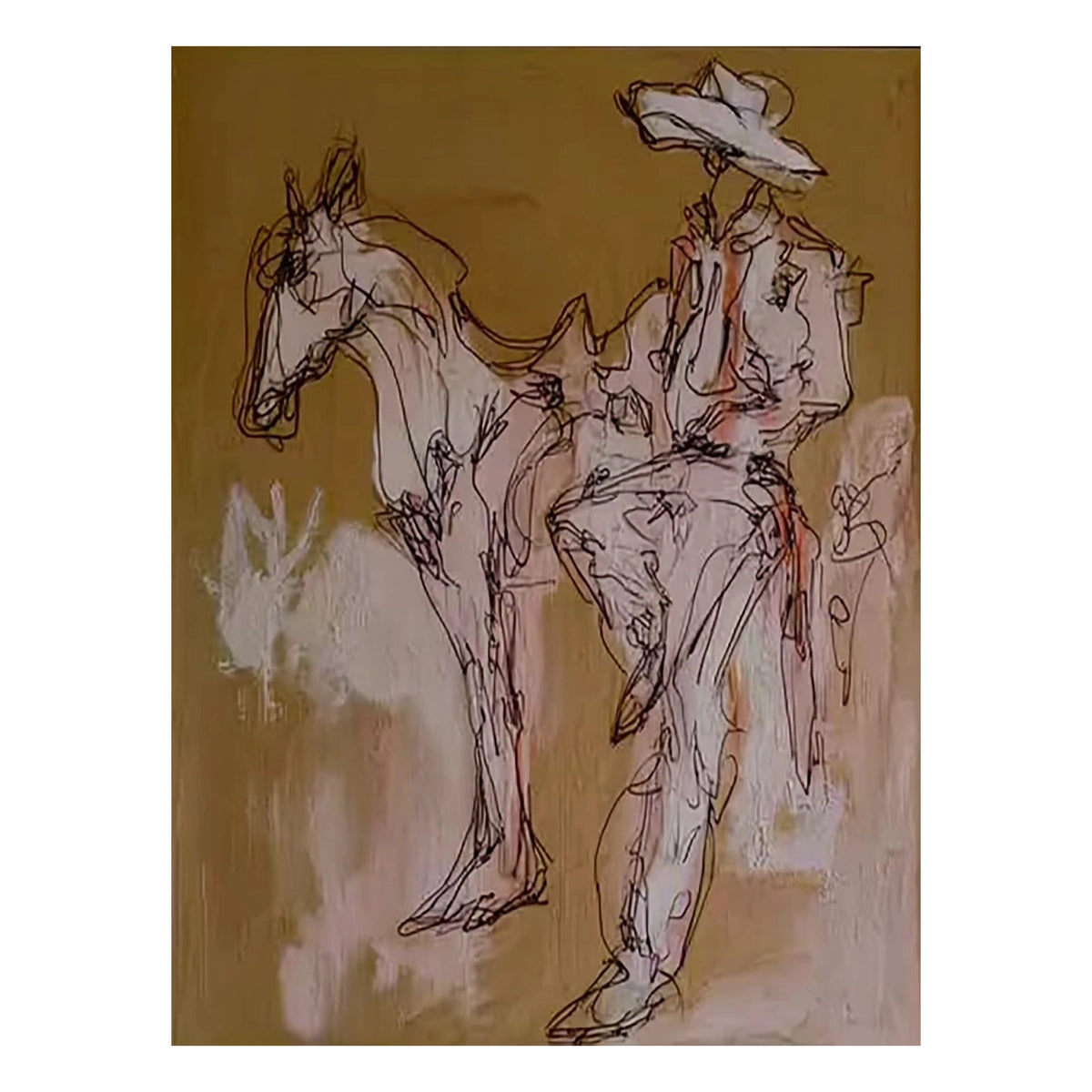 Ochre Trail Rider Wall Art — complete artwork