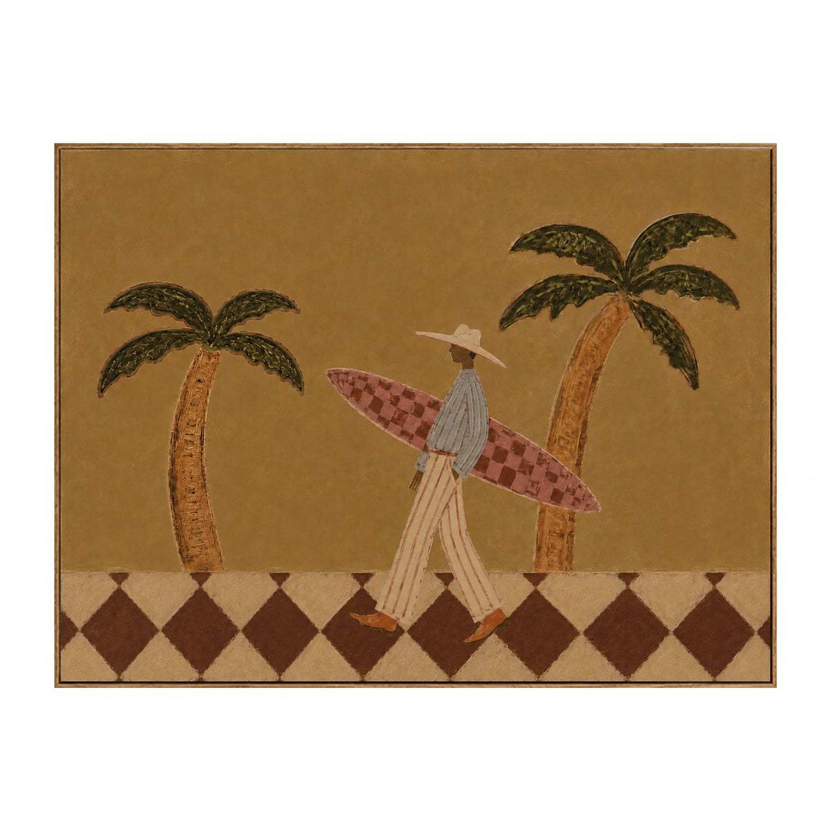 Palm Coast Wanderer Wall Art — full artwork in a natural wood frame