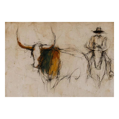 Longhorn Trail Sketch Wall Art — complete artwork