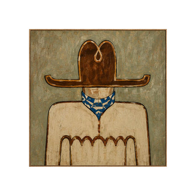 Blue Bandana Frontier Wall Art — full artwork in a natural wood frame