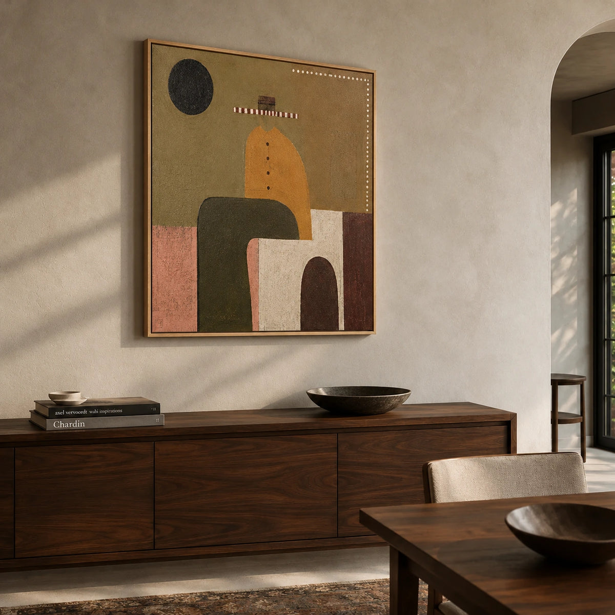Ochre Moon Seat Wall Art — interior room setting 1