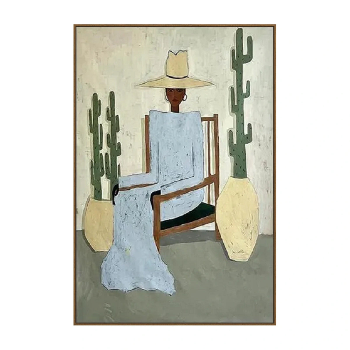 Desert Chair Reverie Wall Art — full artwork in a natural wood frame