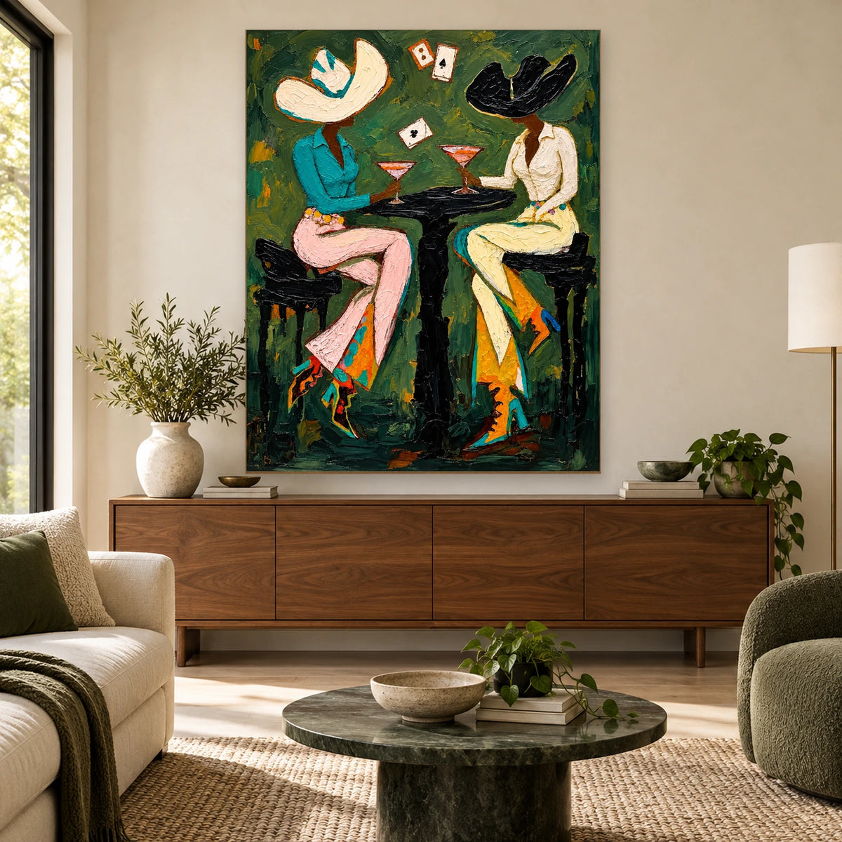 Midnight Card Table Wall Art — interior room setting 1