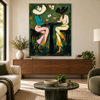 Midnight Card Table Wall Art — interior room setting 1