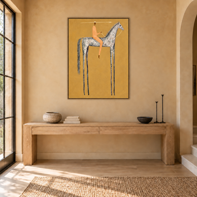 Ochre Rider and Pale Horse Wall Art — interior room setting 1
