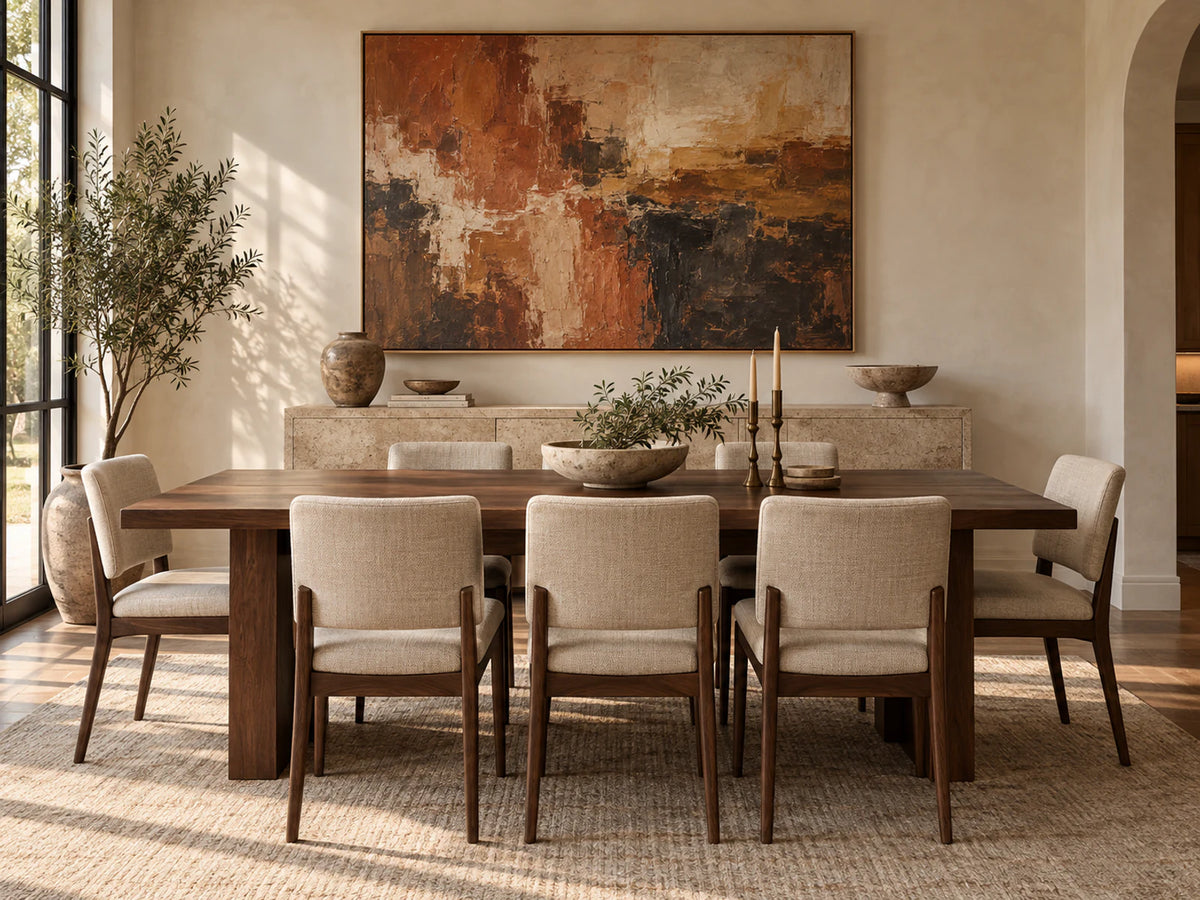 Dining room interior featuring a hand-painted oil painting