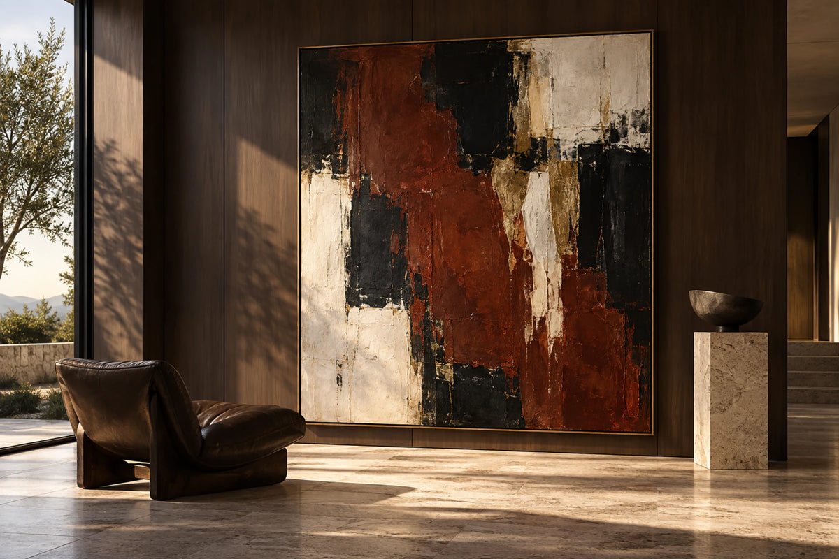 Curated interior with a statement hand-painted artwork