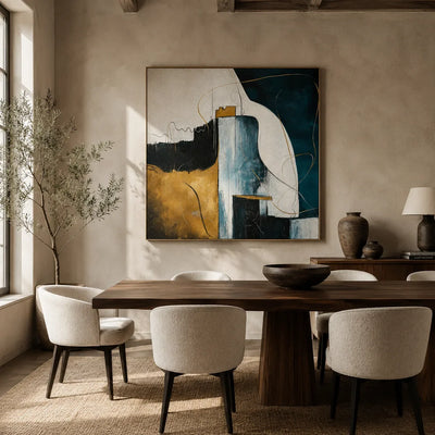Gilded Current Abstract Wall Art styled in a contemporary entryway | Olyrel