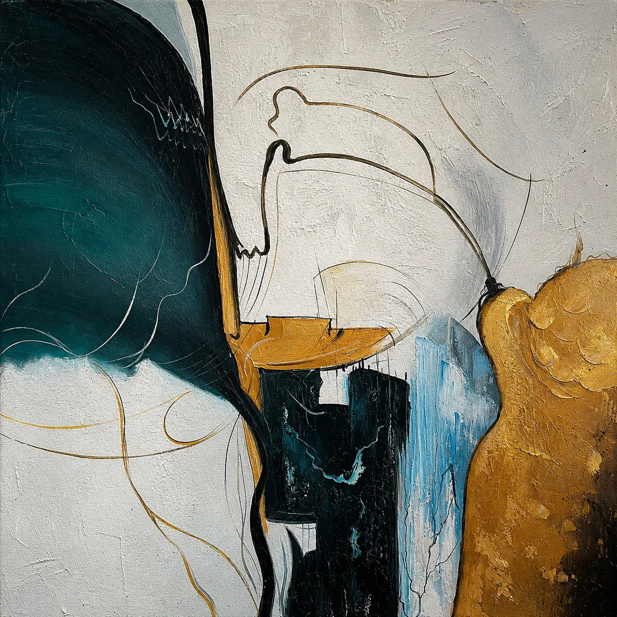 Original artwork view of Gilded Current Abstract Wall Art | Olyrel
