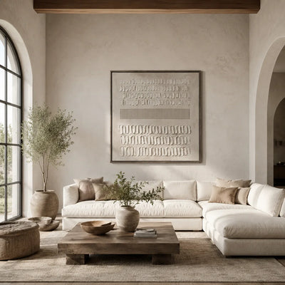 Quiet Marks Textured Wall Art styled in a modern living room | Olyrel
