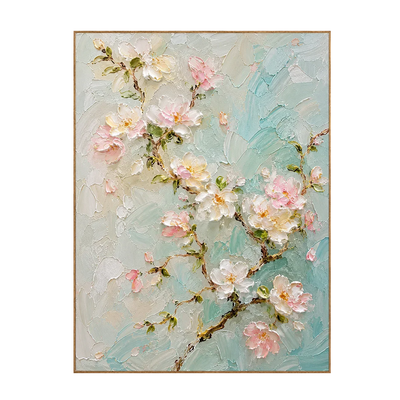 Aqua Blossom Floral Wall Art | Olyrel