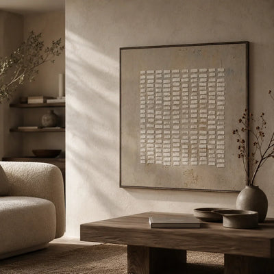 White Rhythm Textured Wall Art styled in a modern living room | Olyrel