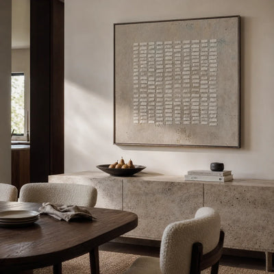 White Rhythm Textured Wall Art displayed in a collected studio setting | Olyrel