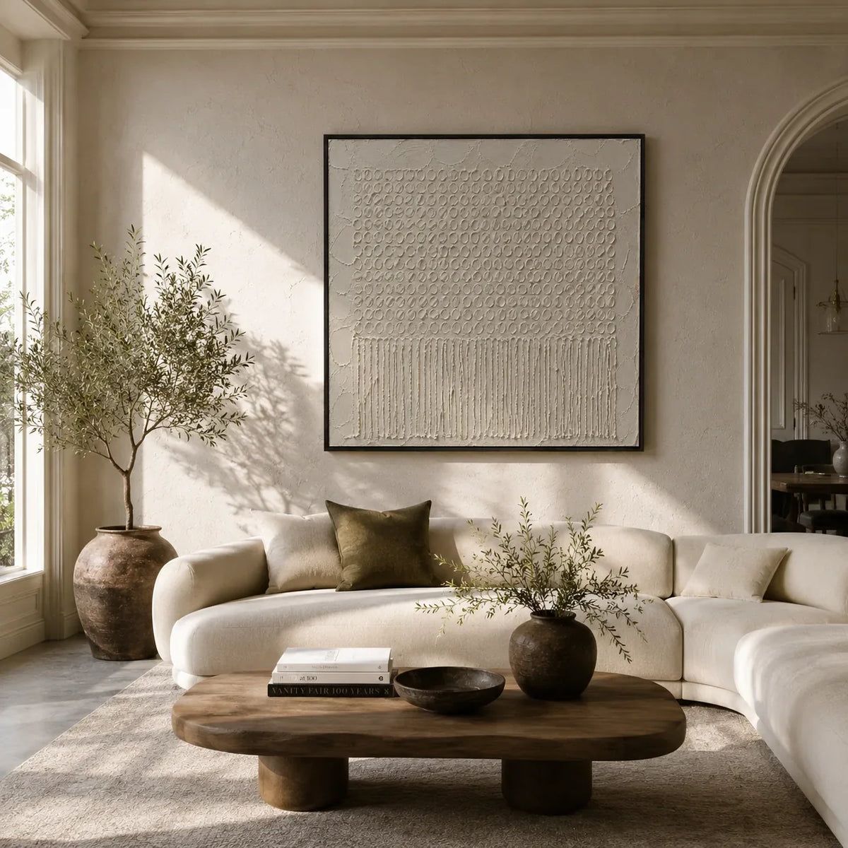 Ivory Weave Textured Wall Art displayed in a collected studio setting | Olyrel