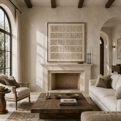 Folded Lines Textured Wall Art styled in a contemporary entryway | Olyrel