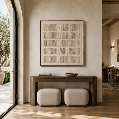 Folded Lines Textured Wall Art displayed in a bright dining room | Olyrel
