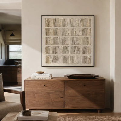 Folded Lines Textured Wall Art shown in a quiet home office | Olyrel