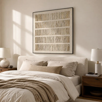 Folded Lines Textured Wall Art styled with minimal interior decor | Olyrel