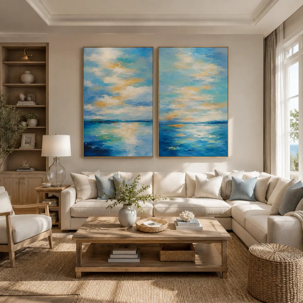 Azure Tide Diptych Wall Art room scene 5 | Olyrel