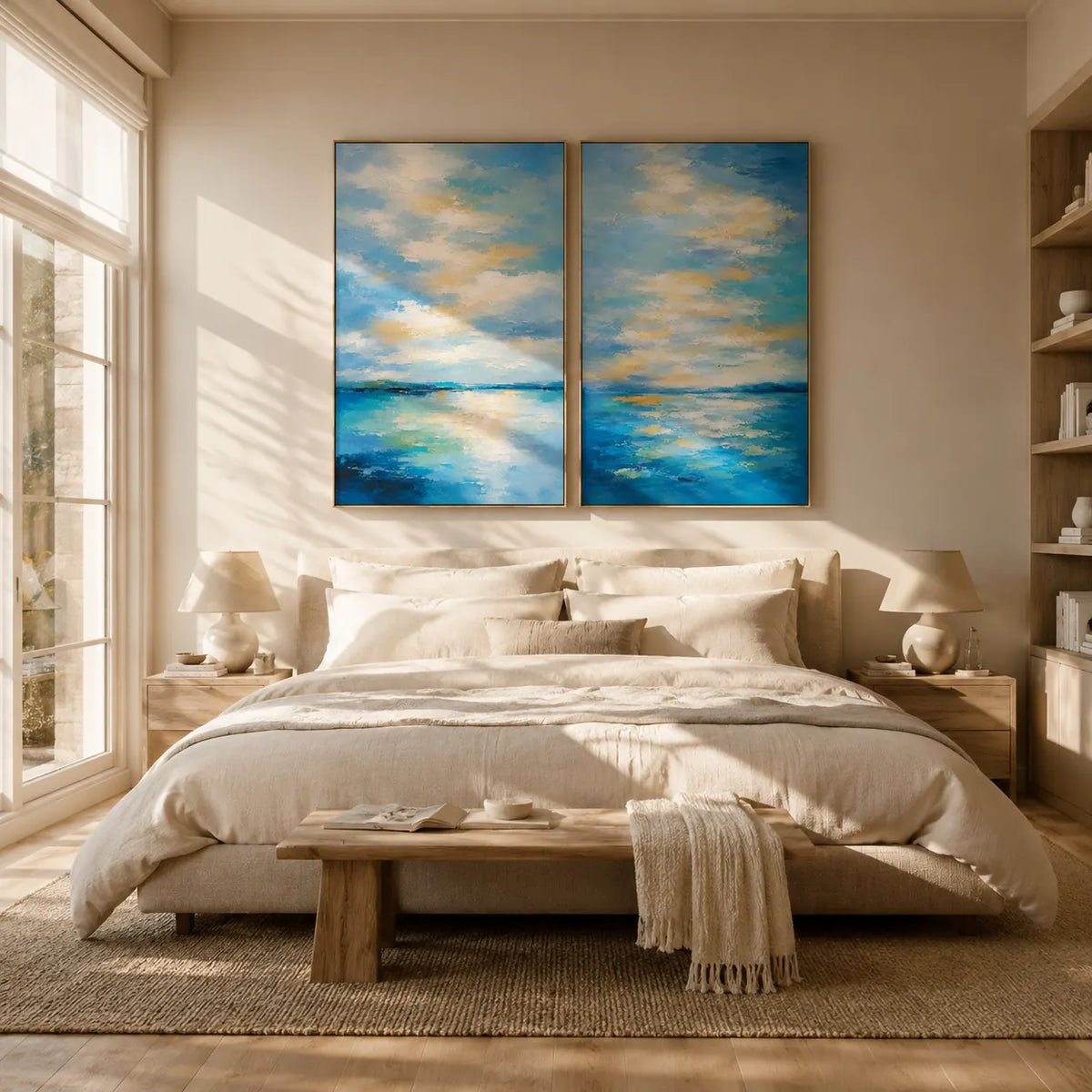 Azure Tide Diptych Wall Art room scene 6 | Olyrel