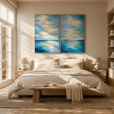 Azure Tide Diptych Wall Art room scene 6 | Olyrel