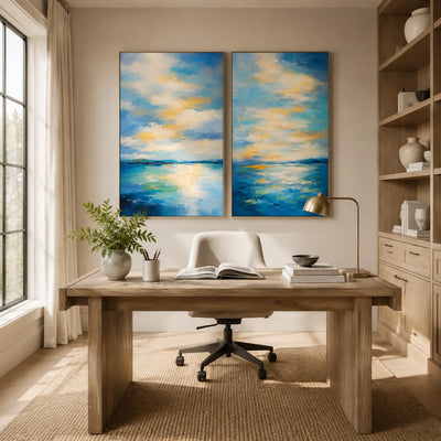 Azure Tide Diptych Wall Art room scene 7 | Olyrel