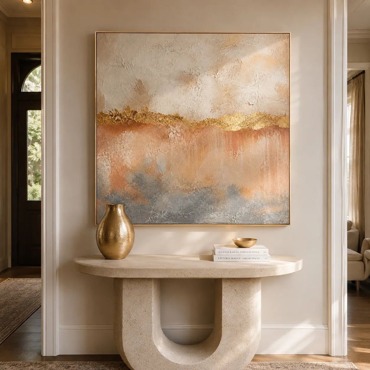 Blush Veil Textured Wall Art room scene 3 | Olyrel
