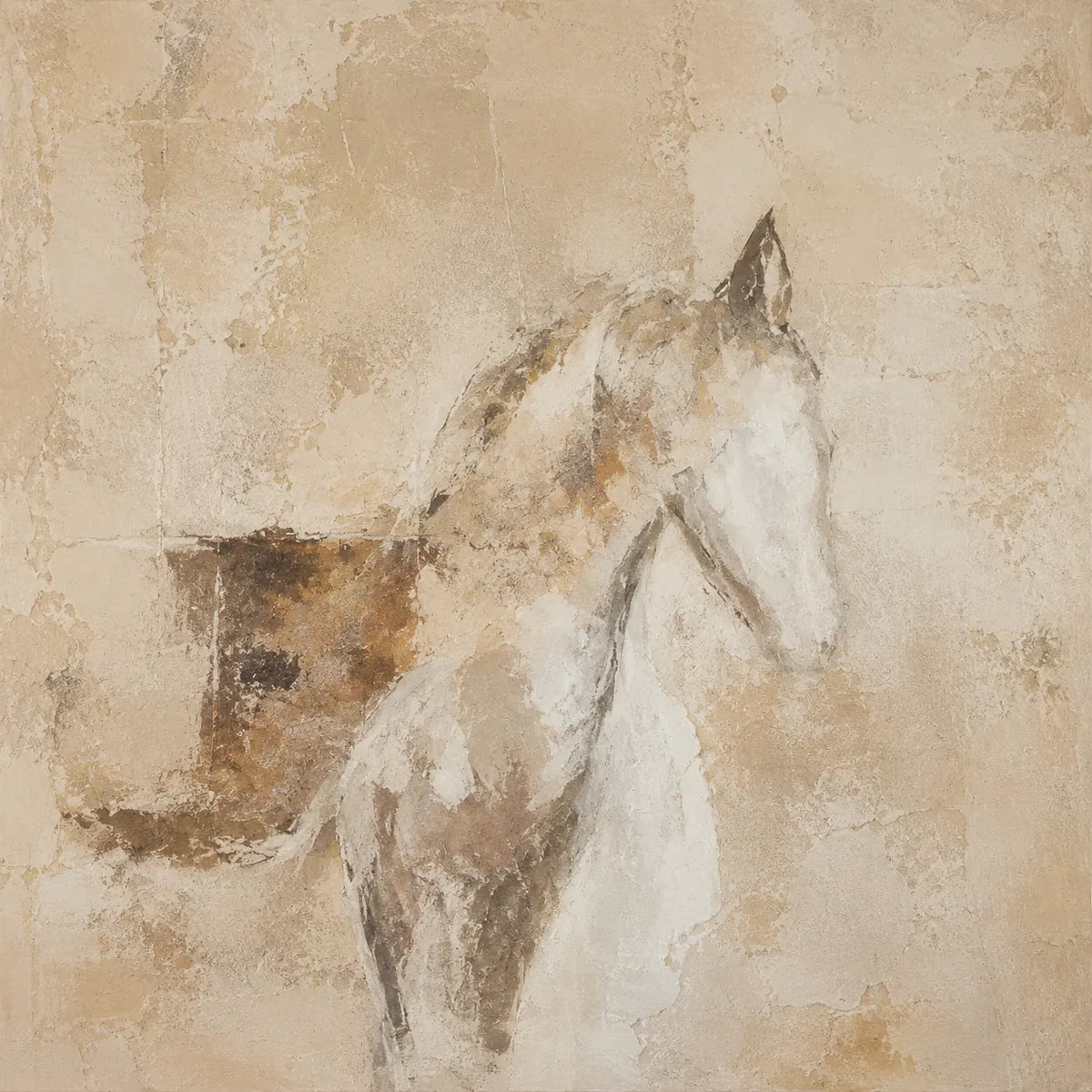 Ochre Horse Study Wall Art room scene 1 | Olyrel