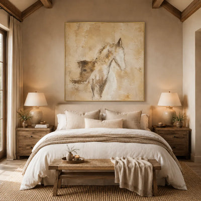 Ochre Horse Study Wall Art room scene 3 | Olyrel