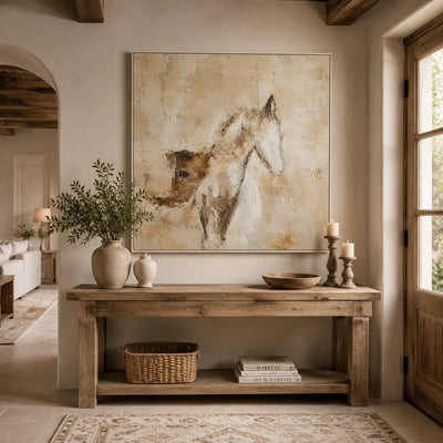 Ochre Horse Study Wall Art room scene 4 | Olyrel