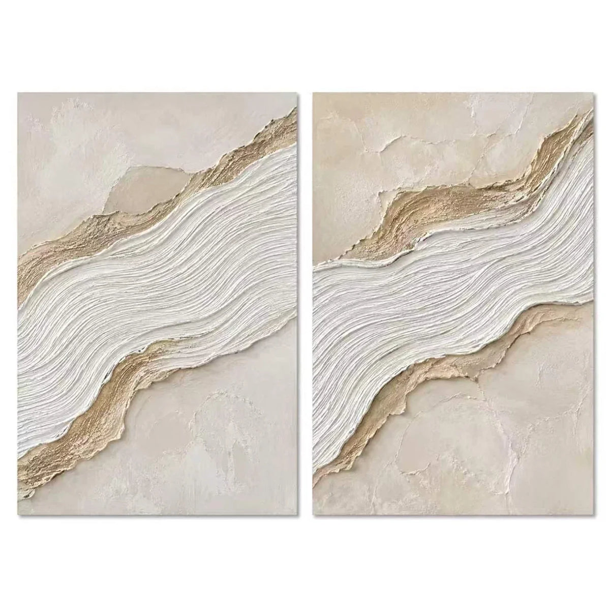 Gilded Wave Diptych Wall Art | Olyrel