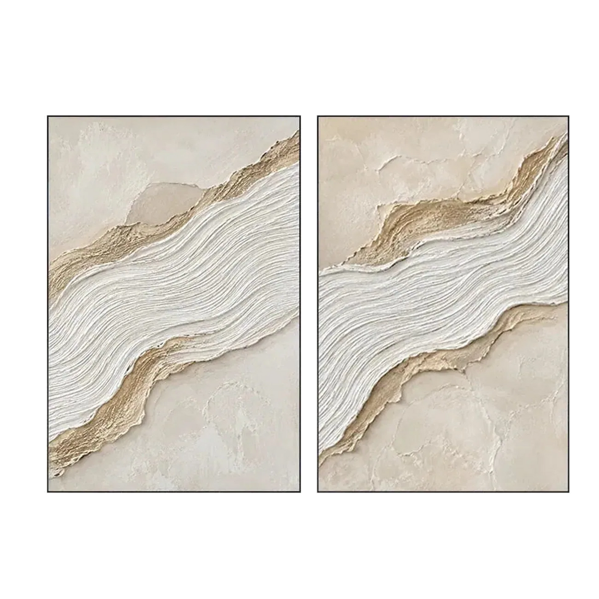 Gilded Wave Diptych Wall Art | Olyrel