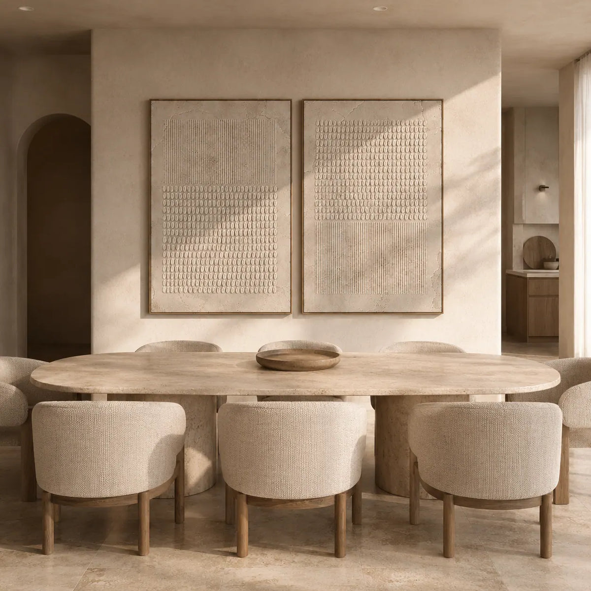 Linen Grid Diptych Wall Art room scene 3 | Olyrel